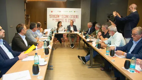 La consejera Sara Rubira en la reuni&oacute;n con los representantes nacionales de COAG, Asaja, UPA, y cooperativas de Espa&ntilde;a para abordar la situaci&oacute;n de los cultivos de secano celebrada en Madrid.
