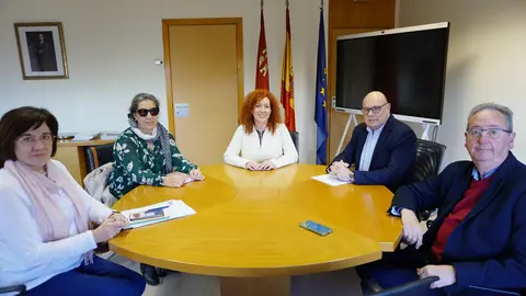 La directora general del SEF, Pilar Valero, durante la reuni&oacute;n mantenida esta semana con representantes de Cermi. (CARM)