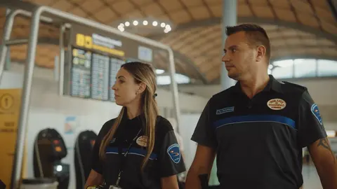 Vigilantes de seguridad de Grupo Sureste en Barajas. (Grupo Sureste)