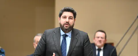 El presidente de la Comunidad, Fernando L&oacute;pez Miras, durante el Pleno de la Asamblea Regional. (CARM)