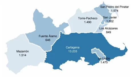 Infograf&iacute;a con los desempleados en la Comarca del Campo de Cartagena. (COEC)