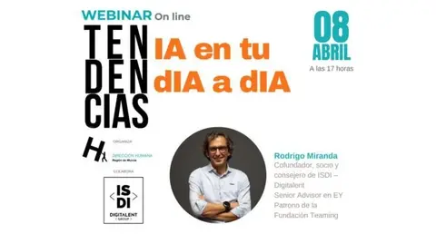 Cartel del webinar Tendencias DH: &lsquo;IA en tu dIA a dIA&rsquo;. (Direcci&oacute;n Humana)