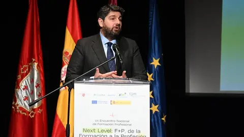 Fernando L&oacute;pez Miras en Alcantarilla durante el VII Encuentro Nacional de Formaci&oacute;n Profesional &lsquo;Next Level: F+P: de la Formaci&oacute;n a la Profesi&oacute;n&rsquo;. (CARM)