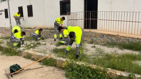 Alumnado realizando las pr&aacute;cticas formativas del Programa Mixto Empleo-Formaci&oacute;n en el Parque Regional de Las Salinas y Arenales. (CARM)
