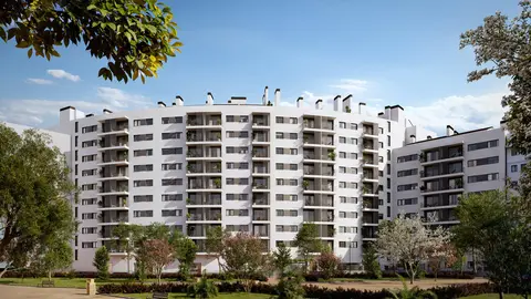 Fachada de la nueva promoción Satia de Aedas Homes. (Aedas Homes)