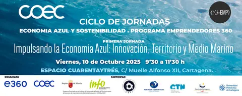 Cartel de la jornada 'Impulsando la Econom&iacute;a Azul: Innovaci&oacute;n, Territorio y Medio Marino' de COEC. (COEC)