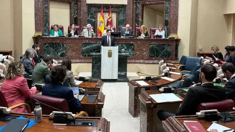 El consejero de Fomento e Infraestructuras, Jorge Garc&iacute;a Montoro, durante su intervenci&oacute;n en la Asamblea Regional para defender el decreto-ley de medidas urgentes en materia de vivienda y ordenaci&oacute;n urban&iacute;stica. (CARM)
