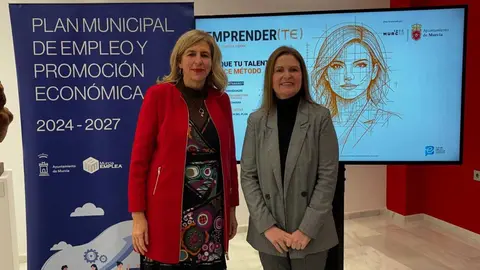 Mercedes Bernab&eacute;, concejal de Promoci&oacute;n Econ&oacute;mica y Empleo del consistorio murciano, junto a Noem&iacute; Mu&ntilde;oz, presidenta de OMEP. (Ayuntamiento de Murcia)