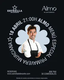 Cartel de la experiencia gastron&oacute;mica Fusi&oacute;n Estrella de Estrella de Levante con el chef Juan Guillam&oacute;n. (Estrella de Levante)