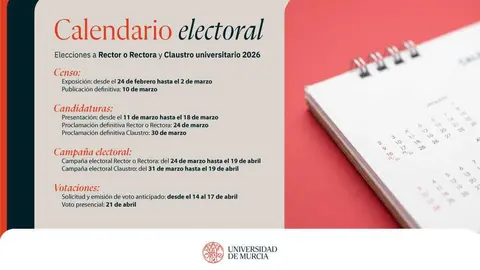 Cartel del calendario electoral de la UMU. (Universidad de Murcia)