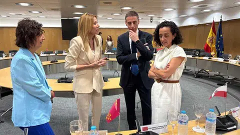Imagen de archivo de la consejera de Hacienda, Marisa L&oacute;pez Arag&oacute;n, junto a la secretaria general de la consejer&iacute;a, Sonia Carrillo, la directora general de Presupuestos, Ana Losantos, y el director general del Icref, Daniel Giner, durante el Pleno del Consejo de Pol&iacute;tica Fiscal y Financiera. (CARM)