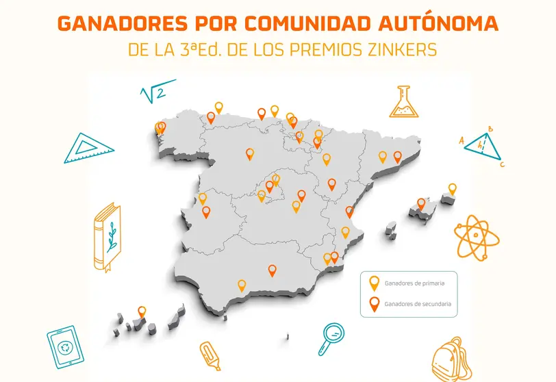 Infograf&iacute;a de los ganadores Zinkers por Comunidad Au&oacute;noma