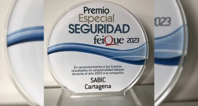 Premio Especial de Seguridad 2023 de la Federaci&oacute;n Empresarial de la Industria Qu&iacute;mica Espa&ntilde;ola (Feique) para Sabic.
