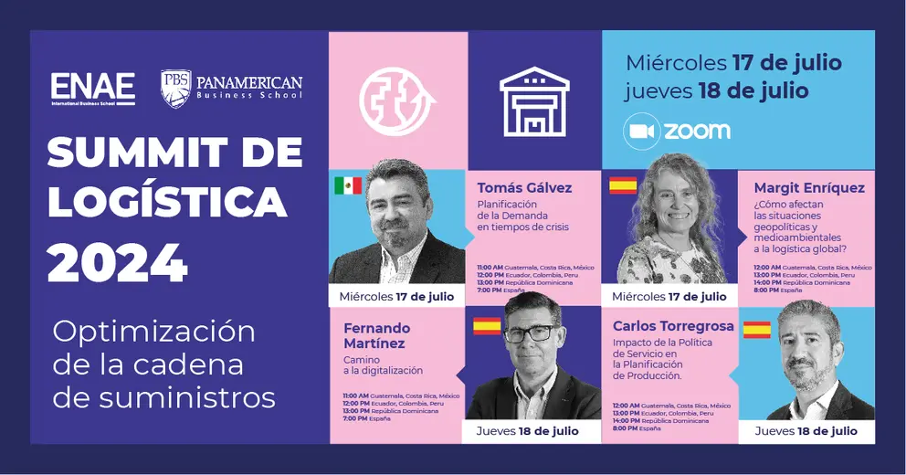 Cartel del Summit de Log&iacute;stica organizado por ENAE y Panamerican Business School.