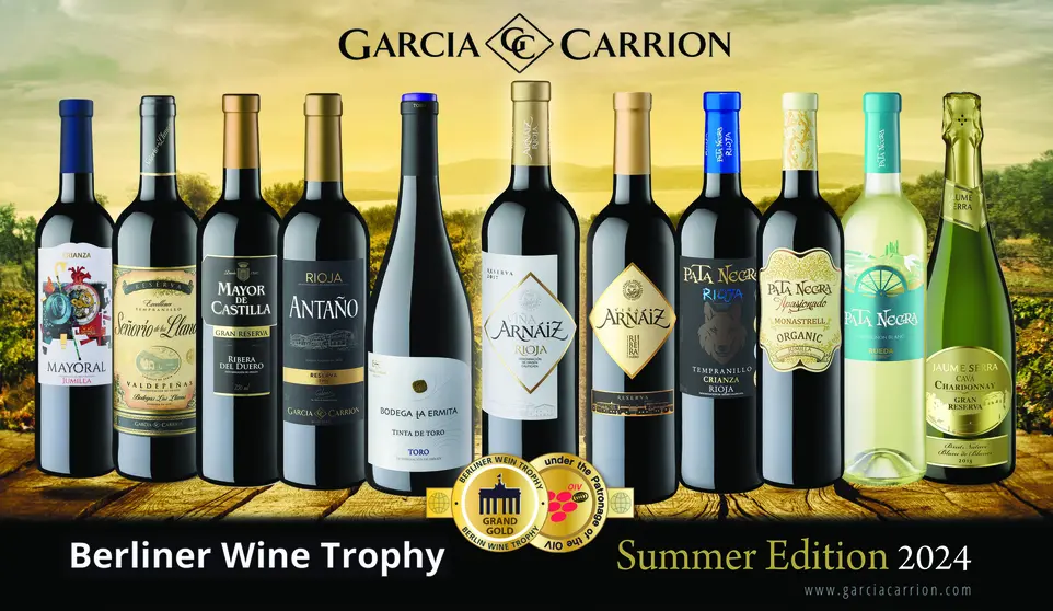 Cartel de las medallas de Garc&iacute;a Carri&oacute;n en el Berliner Wine Trophy - Summer Edition (BTW).