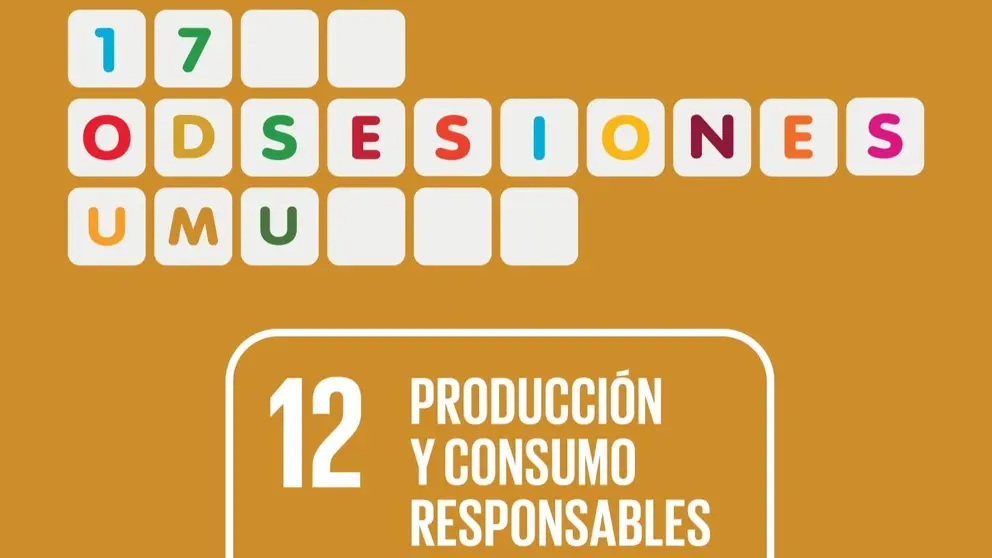Cartel del proyecto ODSesiones de la Universidad de Murcia del mes de noviembre, centrado en el ODS 12 &lsquo;Producci&oacute;n y consumo responsables&rsquo;.