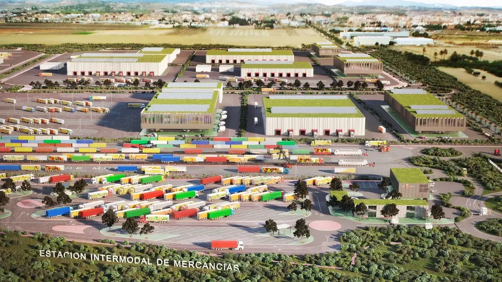 Recreaci&oacute;n del aparcamiento de la Ciudad Agroalimentaria y del Transporte de la Regi&oacute;n de Murcia. (CARM)
