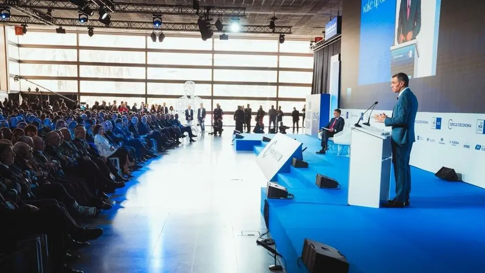 El presidente del Gobierno, Pedro S&aacute;nchez, interviene en las jornadas del Cercle d'Economia. (Departament d&rsquo;Uni&oacute; Europea i Acci&oacute; Exterior de la Generalitat de Catalunya/Twitter)