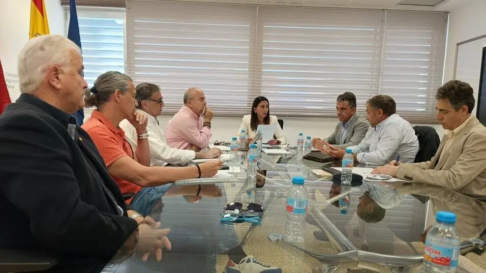 Reuni&oacute;n de la consejera de Agricultura con Coag, Asaja, UPA y Fecoam para valorar los da&ntilde;os de las tormentas de granizo de la pasada semana. (CARM)