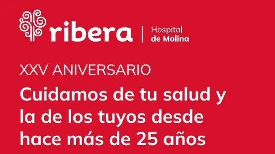 Cartel del aniversario de Ribera Hospital de Molina. (Ribera Salud)