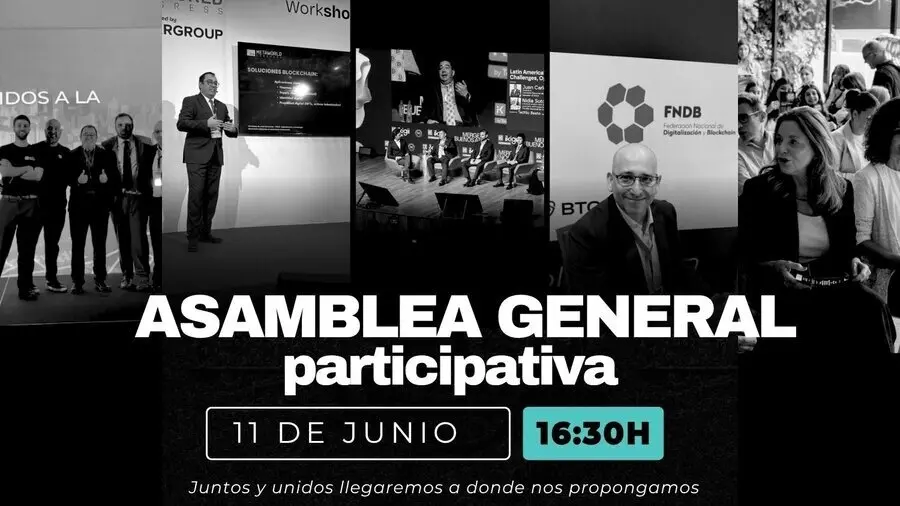 Cartel de la primera Asamblea Nacional e Internacional de la Federaci&oacute;n Nacional de Digitalizaci&oacute;n y Blockchain. (FNDB)