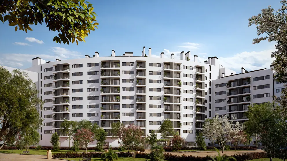 Fachada de la nueva promoción Satia de Aedas Homes. (Aedas Homes)