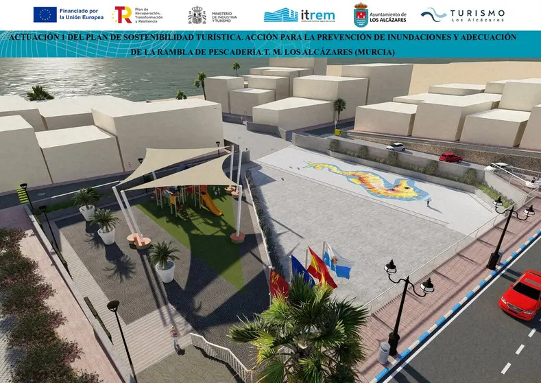 Recreaci&oacute;n de la actuaci&oacute;n en la Rambla Pescader&iacute;a de Los Alc&aacute;zares.
