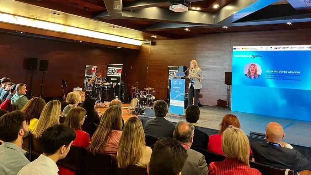 La consejera de Empresa, Empleo y Econom&iacute;a Social, Marisa L&oacute;pez Arag&oacute;n, durante su intervenci&oacute;n en el foro GEN-E. (CARM)