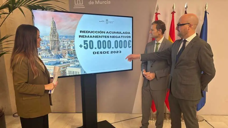 Imagen durante la presentaci&oacute;n de los datos del informe de la Intervenci&oacute;n Municipal. (Ayuntamiento de Murcia)