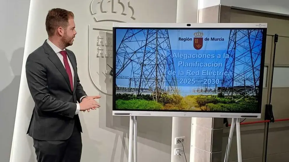 El director general de Industria, Energ&iacute;a y Minas, Federico Miralles, durante la explicaci&oacute;n de las alegaciones a la propuesta del Ministerio sobre la planificaci&oacute;n de la Red El&eacute;ctrica. (CARM)