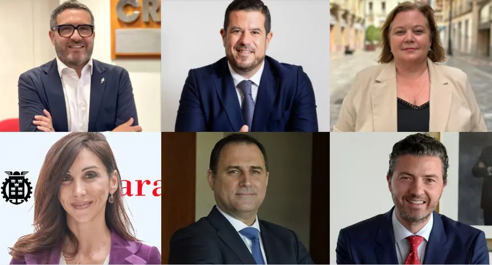 Collage con im&aacute;genes de los presidentes de CROEM, Ceclor, COEC, C&aacute;mara de Murcia, Frecom y FREMM. (Archivo/MD)