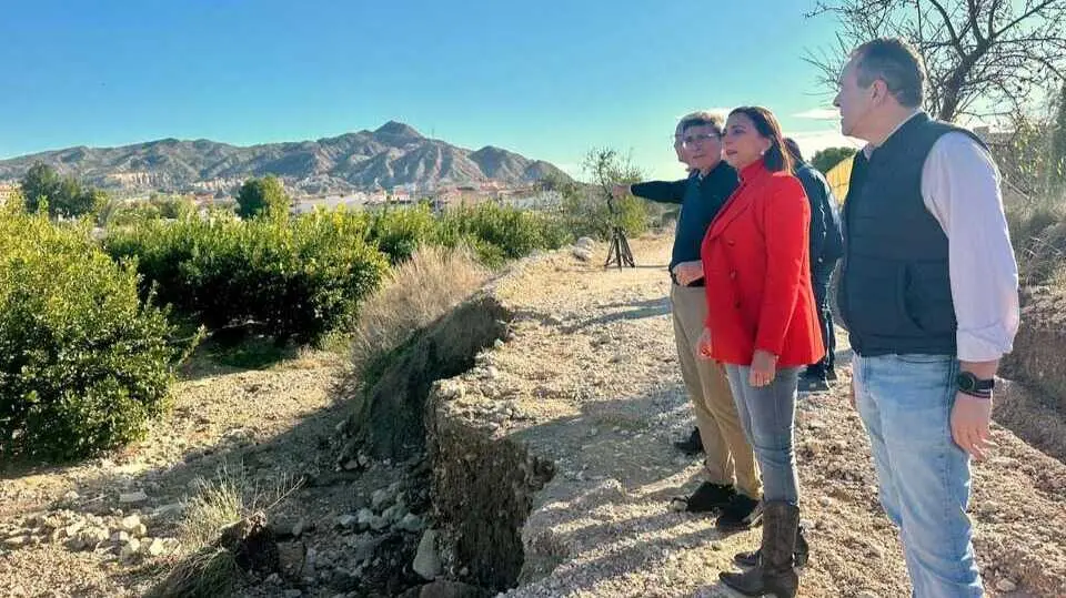 La consejera Sara Rubira visita una finca de c&iacute;tricos de Abanilla con da&ntilde;os en frutos por el granizo. (CARM)
