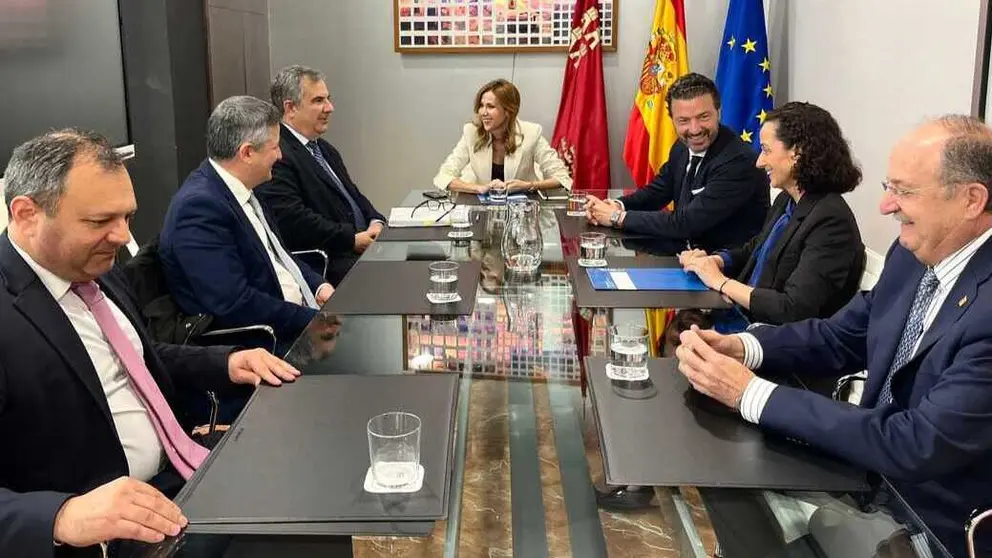 Reuni&oacute;n mantenida entre el Gobierno regional y representantes de la patronal.&nbsp;(CARM)