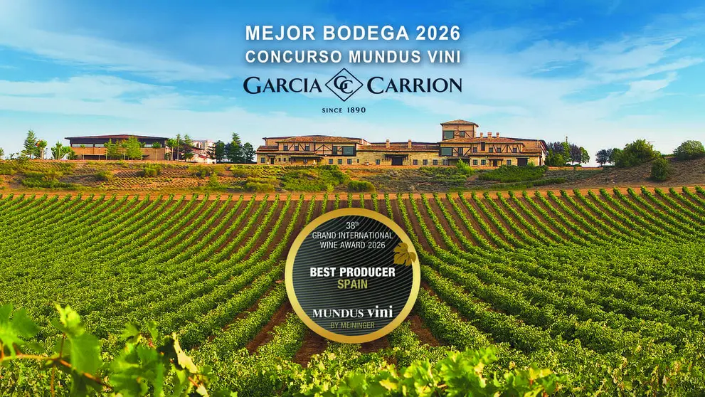 Infograf&iacute;a del reconocimiento como Mejor Bodega Espa&ntilde;ola de Garc&iacute;a Carri&oacute;n en Mundus Vini 2026. (Garc&iacute;a Carri&oacute;n)