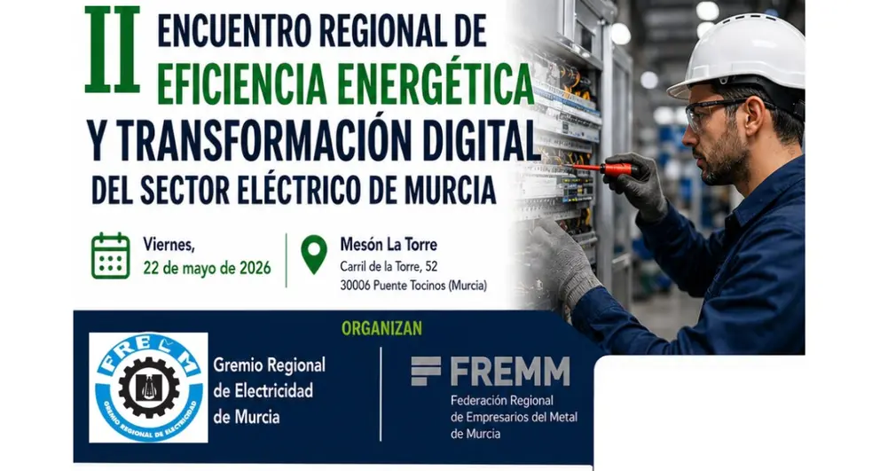 Partel del cartel del 'II Encuentro de Eficiencia Energ&eacute;tica y Transformaci&oacute;n Digital del Sector El&eacute;ctrico'. (FREMM)