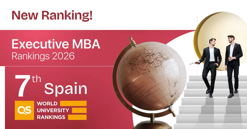 Cartel que marca la posici&oacute;n de ENAE en el QS Executive MBA Rankings 2026. (ENAE)
