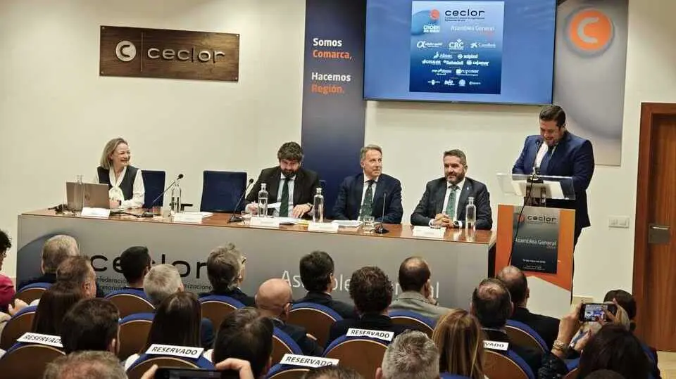 Intervenci&oacute;n de Juan J&oacute;dar, presidente de Ceclor, durante la Asamblea General de la patronal lorquina. (Ceclor)
