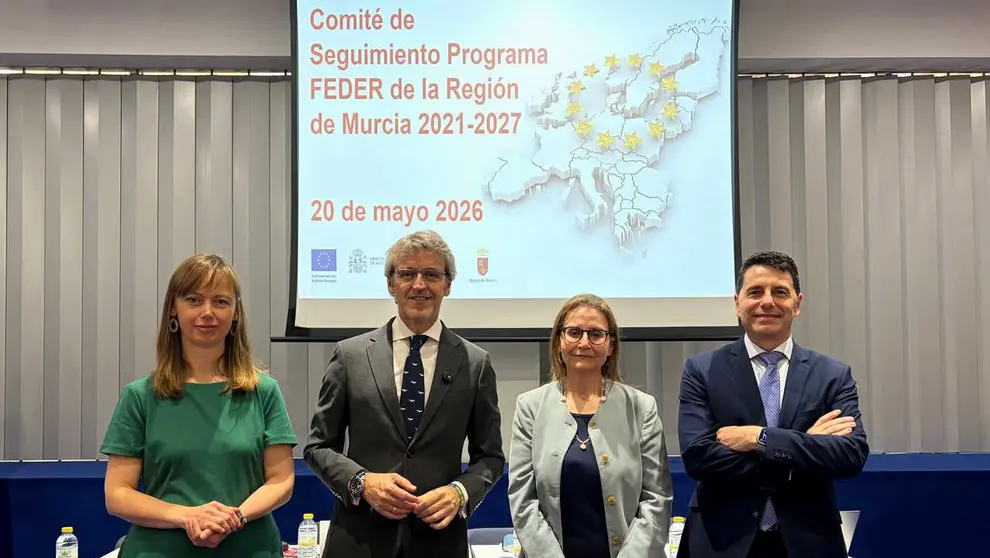 Em el centro, el consejero de Fondos Europeos, Luis Alberto Mar&iacute;n, en la inauguraci&oacute;n de la reuni&oacute;n del Comit&eacute; de Seguimiento del programa operativo Feder. (CARM)