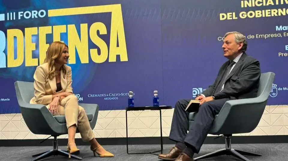 La consejera de Empresa, Marisa L&oacute;pez, durante su participaci&oacute;n en el Foro Liberdefensa en Madrid. (CARM)