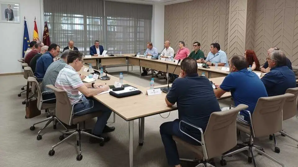 El consejero Joaqu&iacute;n Buend&iacute;a durante la reuni&oacute;n. (CARM)