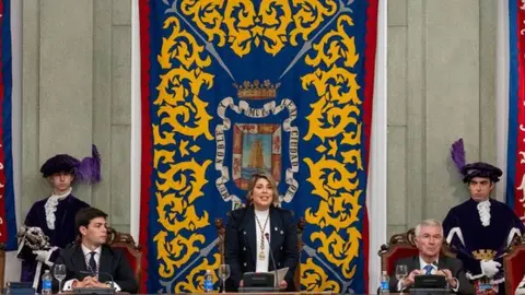 Arrroyo en su intervenci&oacute;n, tras ser proclamada alcaldesa de Cartagena. 