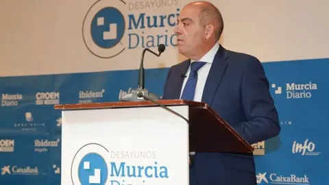 Lorenzo Amor, presidente de ATA, en su &uacute;ltima visita a la Regi&oacute;n, a los Desayunos de Murcia Diario. (Archivo) 
