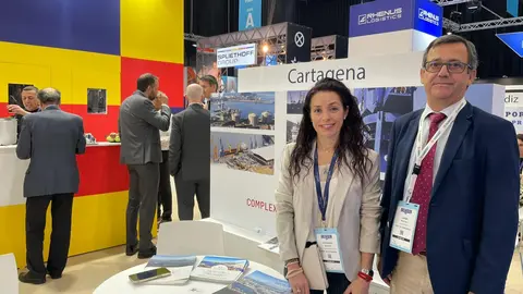 La jefa de Divisi&oacute;n de Desarrollo de Negocio de la Autoridad Portuaria de Cartagena, Hortensia S&aacute;nchez, en la Feria BreakBulk Europa.
