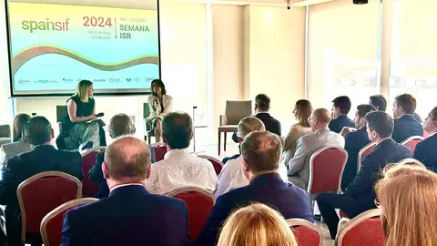 La secretaria general de la consejer&iacute;a de Econom&iacute;a, Sonia Carrillo, durante la inauguraci&oacute;n de la jornada &lsquo;Alianzas p&uacute;blico-privadas para las finanzas sostenibles&rsquo;, que se enmarca en los actos de la XIII edici&oacute;n de la Semana de la Inversi&oacute;n Sostenible y Responsable, que organiza Spainsif.