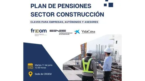 Cartel de la jornada de Frecom sobre el  Plan de Pensiones sectorial.