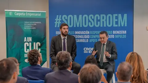El vicepresidente y consejero de Interior, Jos&eacute; &Aacute;ngel Antelo, junto a Jos&eacute; Mar&iacute;a Albarrac&iacute;n, presidente de CROEM.
