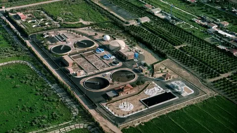 Imagen a&eacute;rea de la EDAR de Alcantarilla.