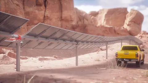 Imagen 'render' del sistema 4&times;4 para el seguidor solar SFOne de Soltec.