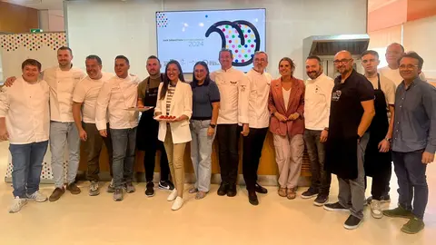 La consejera Carmen Conesa y asistentes a la presentaci&oacute;n de la presencia de la Regi&oacute;n de Murcia en 'San Sebastian Gastronomika'.