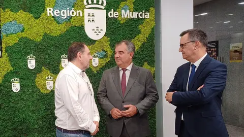 El consejero, Juan Mar&iacute;a V&aacute;zquez, junto al director de la C&aacute;tedra de Pol&iacute;ticas P&uacute;blicas de la Regi&oacute;n de Murcia, Ismael Crespo, y el director de la Fundaci&oacute;n S&eacute;neca, Antonio Gonz&aacute;lez.